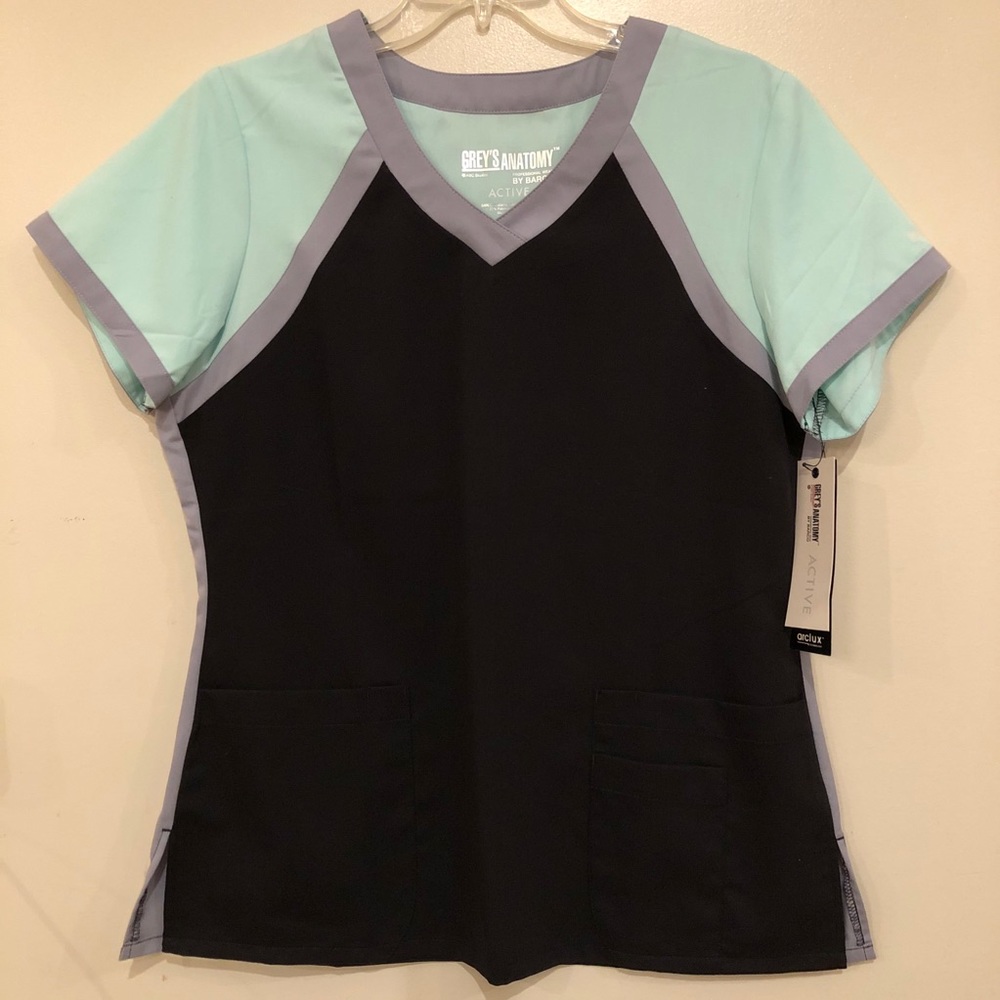 Grey’s Anatomy Active 3 Color block Scrub top Med